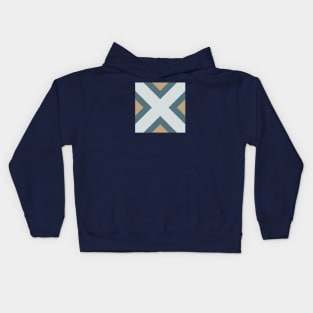 Geometric Cross Pattern - Blue, Beige, Teal Kids Hoodie